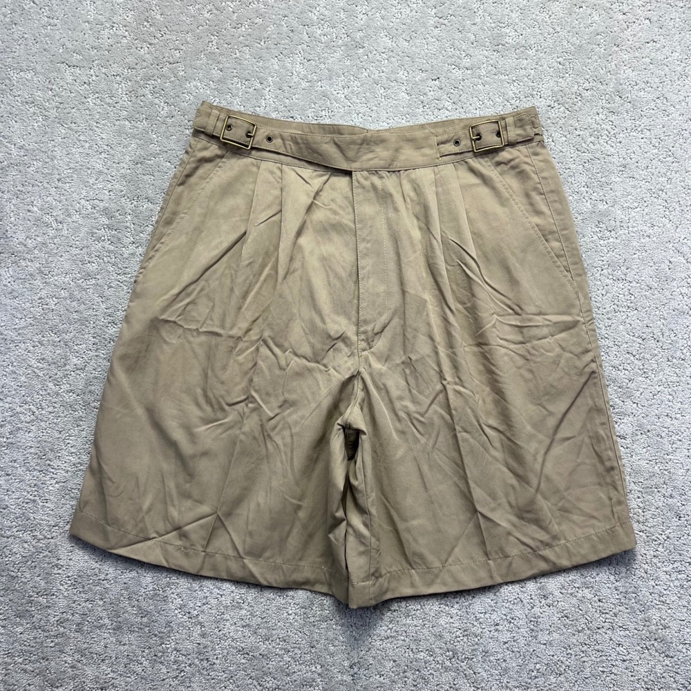 VINTAGE Travel Smith Shorts Womens 12 Tan Nylon High Waist Pleated Hiking USA